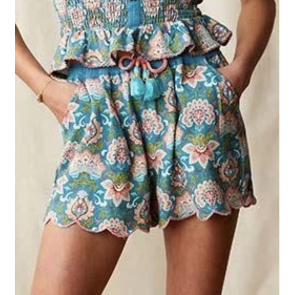 MATILDA JANE MJ Enchanted Garden Lake Marble Easy Waist Printed Shorts Size 10